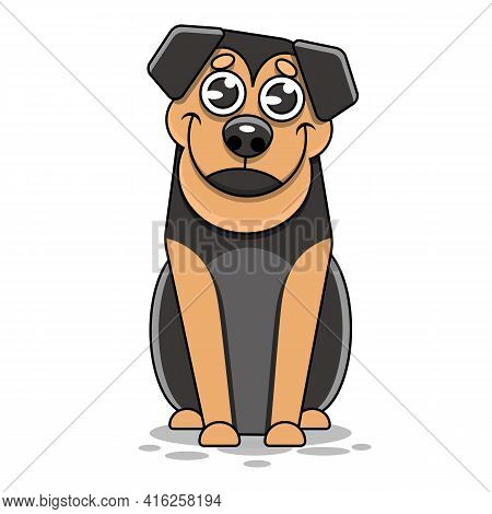 Happy Dog Stock Illustration On A White Background. For Design, Decoration