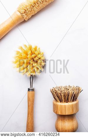 Eco Friendly Plant Based Cleaning Brush Set, Bamboo Kitchen Scrub Brush Set Of 3. Zero Waste Food Cl