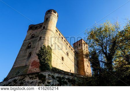 Castle Of Serralunga D'alba, Xiv Century Stronghold In Piedmont, Italy