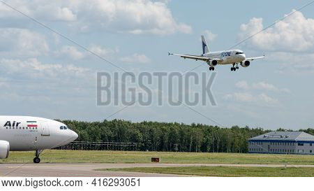 July 2, 2019, Moscow, Russia. Airplane Airbus A319-100 Fly One Airlines At Vnukovo Airport In Moscow