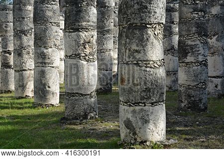Thousand Columns.
Mayan Archeological Site Of Chichen Itza, Yucatan, Mexico.