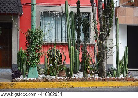 A Colorful House In The Coyoacan Neighborhood In Mexico City.\nthis Is One Of The Most Intersting Pl