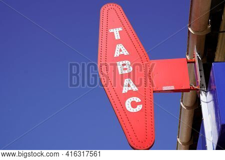 Bordeaux , Aquitaine France - 04 07 2021 : Tabac French Red Logo Store Tobacco Sign Shop With French
