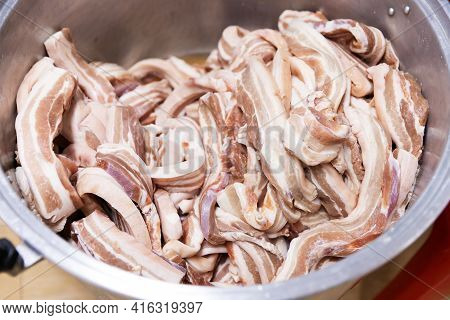 Sliced Pork Belly In Pot