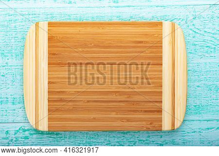 Multifunctional Wooden Chopping Board For Cutting Bread, Pizza Or Steak On Wood Background. Soace Fo