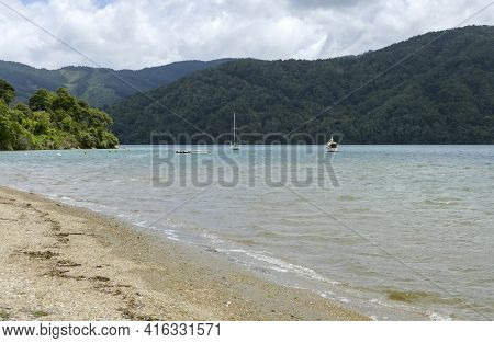 Coastal Scenery Around Havelock In The Marlborough Region In New Zealand