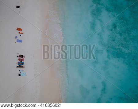 Small Curacao Island Famous For Day Trips And Snorkeling Tours On White Beaches Blue Clear Ocean, Cu
