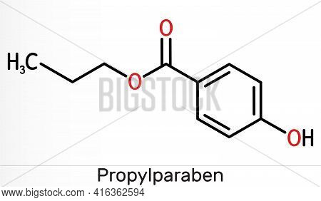 Propylparaben, Propyl Paraben Molecule. It Is Benzoate Ester, Paraben, Antimicrobial, Antifungal Pre