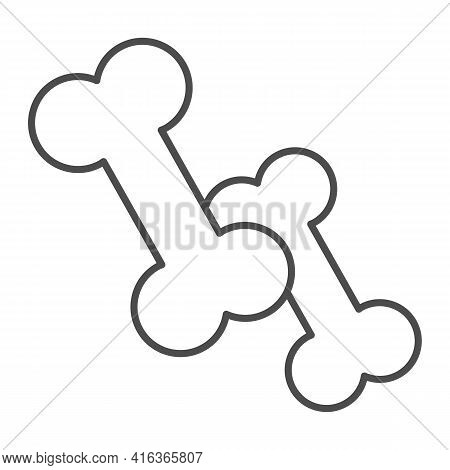 Small And Large Bone Thin Line Icon, Animal Hospital Concept, Dog Chew Bone Sign On White Background