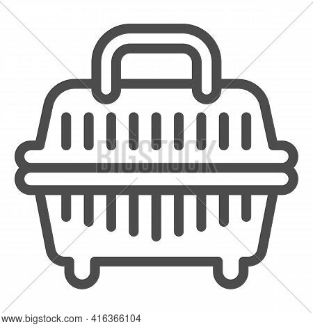 Plastic Basket For A Pet Line Icon, Animal Hospital Concept, Animal Carrier Sign On White Background