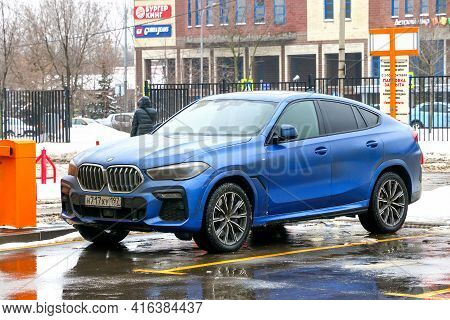 Moscow, Russia - January 23, 2021: Luxury Crossover Bmw X6 (g06) In The City Street.