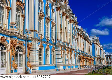 Catherine Palace Is A Rococo Palace Located In The Town Of Tsarskoye Selo (pushkin), 30 Km South Of 