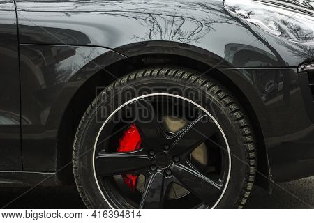 Sports Car Detail Wheels Low Profile Tires Brake