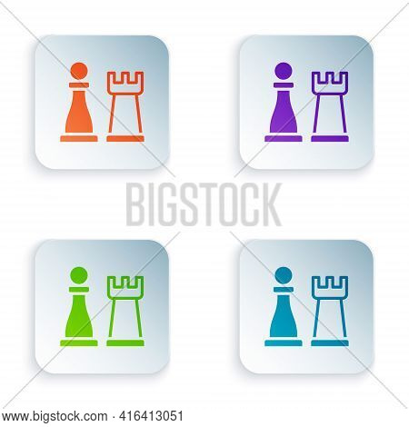 Color Chess Icon Isolated On White Background. Business Strategy. Game, Management, Finance. Set Col