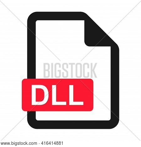 File Dll Flat Icon Isolated On White Background. Dll Format Vector Illustration