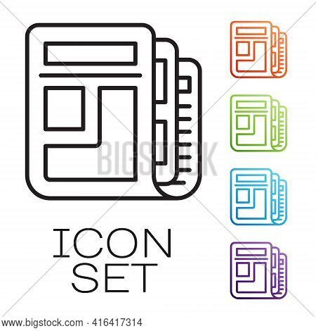Black Line Stock Market News Icon Isolated On White Background. Newspaper Sign. Mass Media Symbol. S
