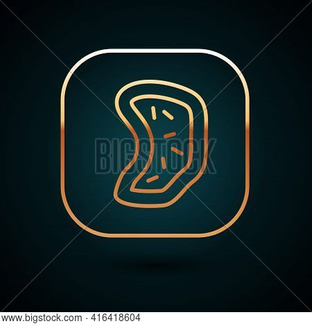 Gold Line Bacteria Icon Isolated On Dark Blue Background. Bacteria And Germs, Microorganism Disease 
