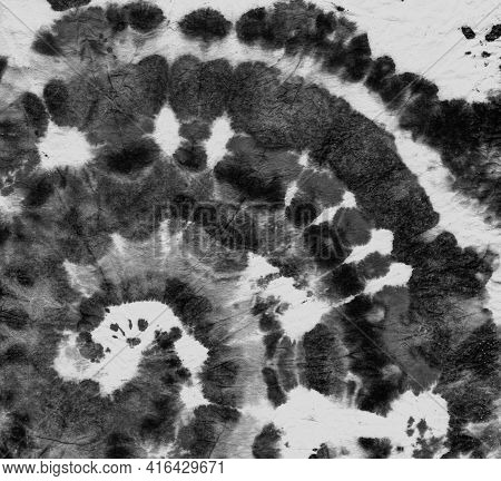 Tie Dye Fabric. Gray Artistic Shirt. Abstract Watercolor Painting. Tye Dye Circular Background. Bati