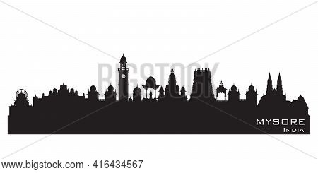 Mysore India City Skyline Vector Silhouette