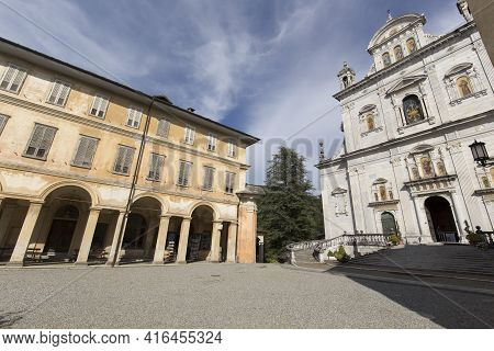 Varallo, Italy - August 17, 2020: View Of The Church At Varallo Holy Mountain