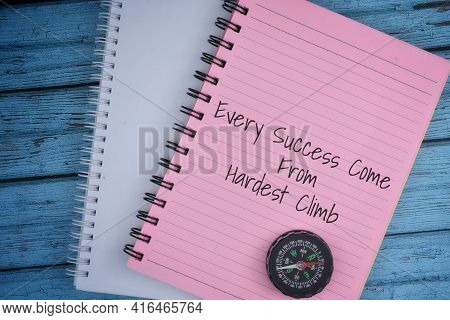 Every Success Come From Hardest Climb Wording With Compass