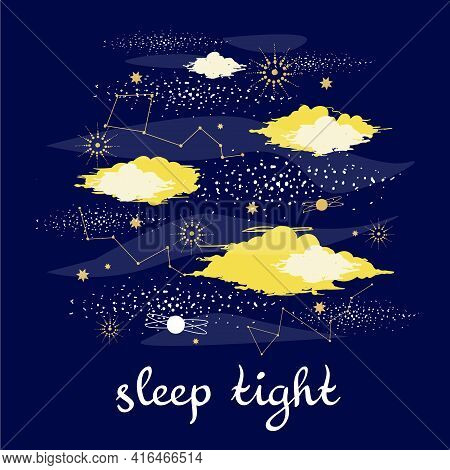 Night Clowds Print Sleep Tight With Stars