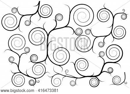 Ivy Arch Vector Illustration. Dead Tree. Ornate Swirled Vines. Silhouette Of Vine Isolated On White 