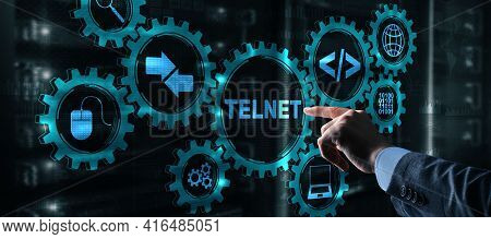 Telnet Virtual Terminal Client. Internet And Network Concept. Teletype Network Protocol
