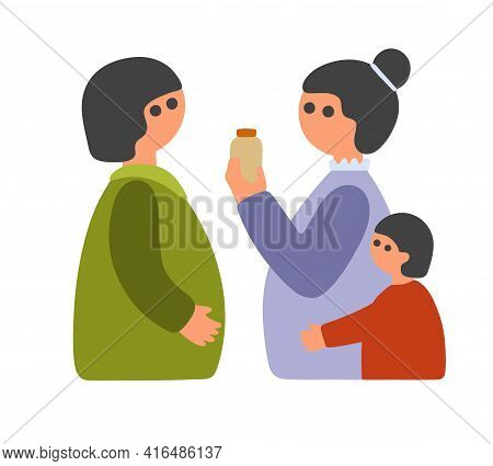 Two Pregnant Women Have Coversation About Health.