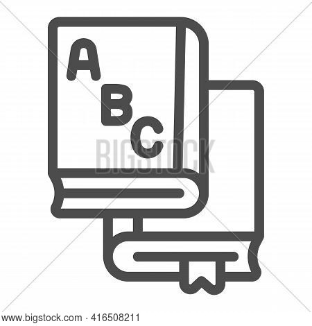 Books With Alphabet Line Icon, Children Book Day Concept, Alphabet Book Sign On White Background, Ab