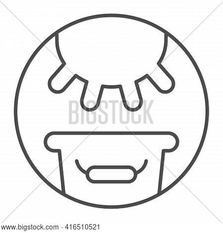 Cow Udder And Bucket Of Milk Thin Line Icon, Dairy Products Concept, Milking Cow Sign On White Backg