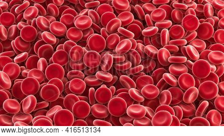 Red blood cells. Arterial blood flow, medical concept. 3d illustration