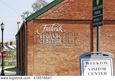 Frederick, Md, Usa 04-07-2021: Closeup Isolated Image Of The Visitor Center In The Historic City Of 