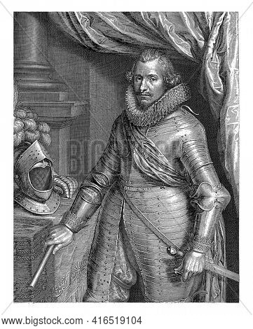 Portrait of Ernst Casimir, vintage engraving.