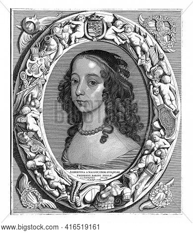 Portrait of Albertine Agnes, vintage engraving.