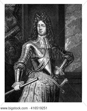 Portrait of Hendrik Casimir II, vintage engraving.