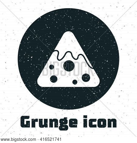 Grunge Nachos Icon Isolated On White Background. Tortilla Chips Or Nachos Tortillas. Traditional Mex