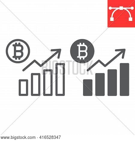 Bitcoin Statistics Line And Glyph Icon, Graph And Growth, Bitcoin Diagram Vector Icon, Vector Graphi