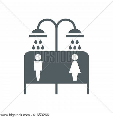 Public Shower Icon In Flat Style.vector Illustration.