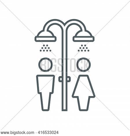 Public Beach Shower Icon In Flat Style.vector Illustration.