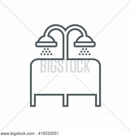 Public Beach Shower Icon In Flat Style.vector Illustration.