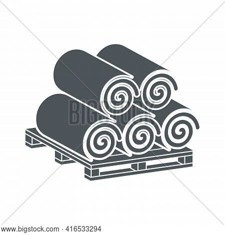 Turf Rolls.lawn Rolls On Pallet Icon In Flat Style.vector Illustration.