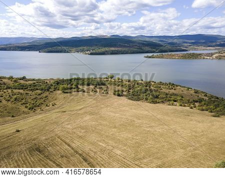 Amazing Aerial View Of Pchelina Reservoir, Pernik Region, Bulgaria