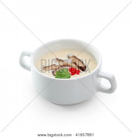 Ost creme suppe med Bacon, champignon og kaviar