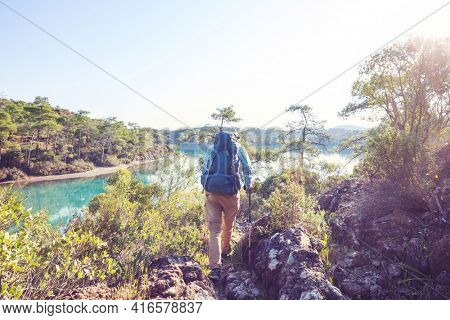 Beautiful landscapes on the Carian trail. Aegean Sea, Turkey.