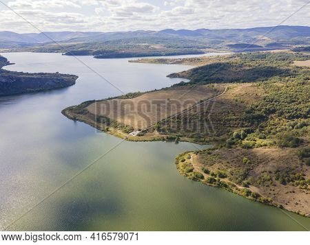 Amazing Aerial View Of Pchelina Reservoir, Pernik Region, Bulgaria