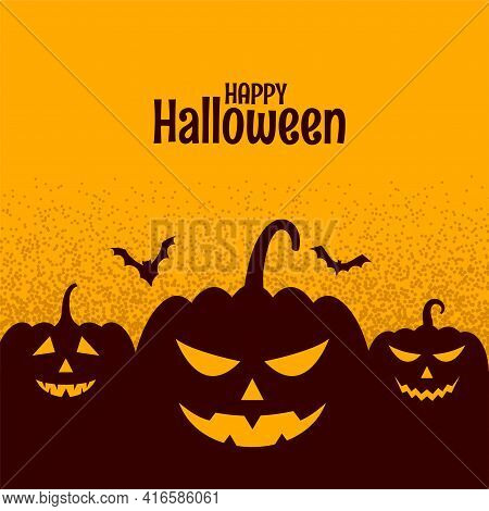 Halloween Festival Spooky Cark With Pumpkin And Bat
