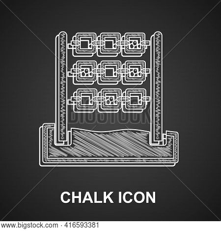 Chalk Tic Tac Toe Game Icon Isolated On Black Background. Vector