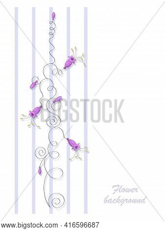 Purple Bells. Vector Flowers Bells On The Stem. Bells. Bouquet Of Wild Flowers. Flower Design.