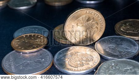Coin 10 Rubles Is Lies Between Other Rubles
